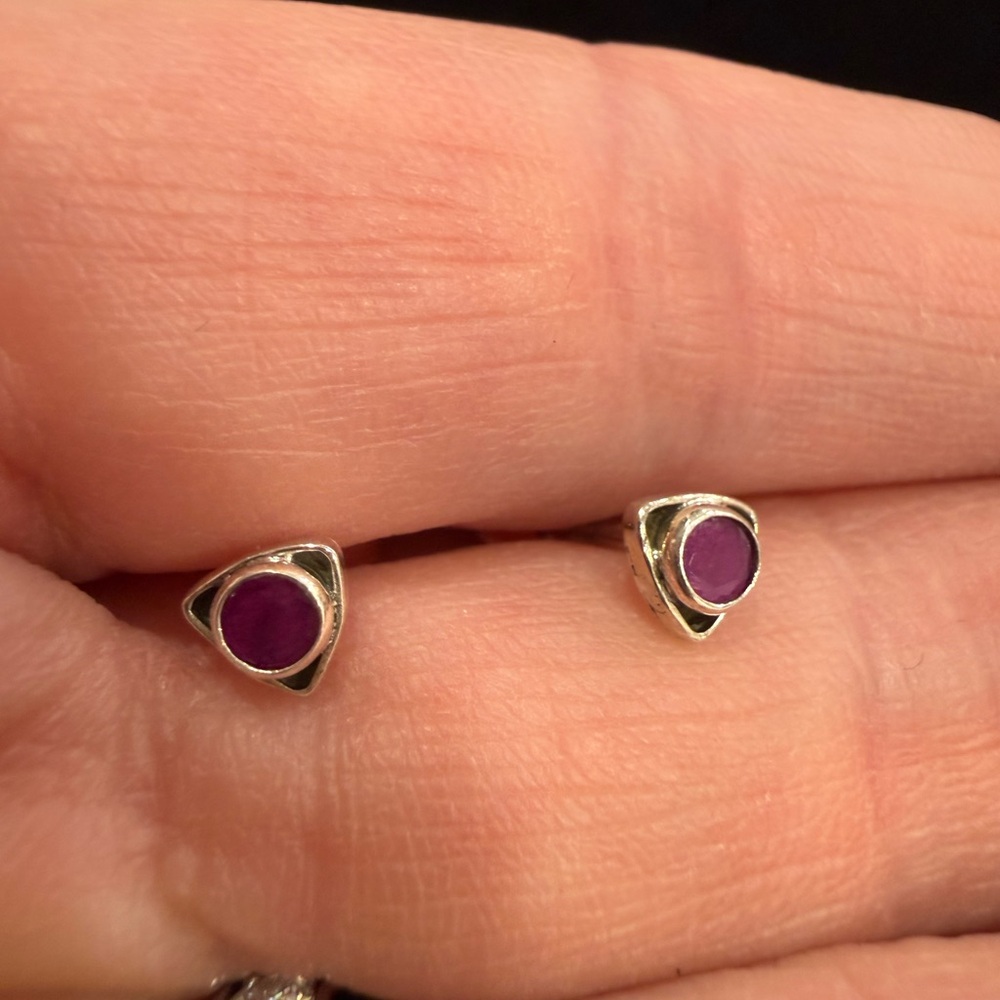 Ruby Stud Earrings in 925 Sterling Silver